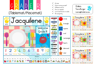 Picture of Grade R Placemat {Editable Template} for Teachers