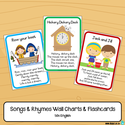 Picture of English Flashcards & Wall Charts {50x Songs & Rhymes}
