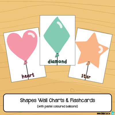 Picture of Flashcards & Wall Charts {Shapes} - Pastel Coloured Balloons
